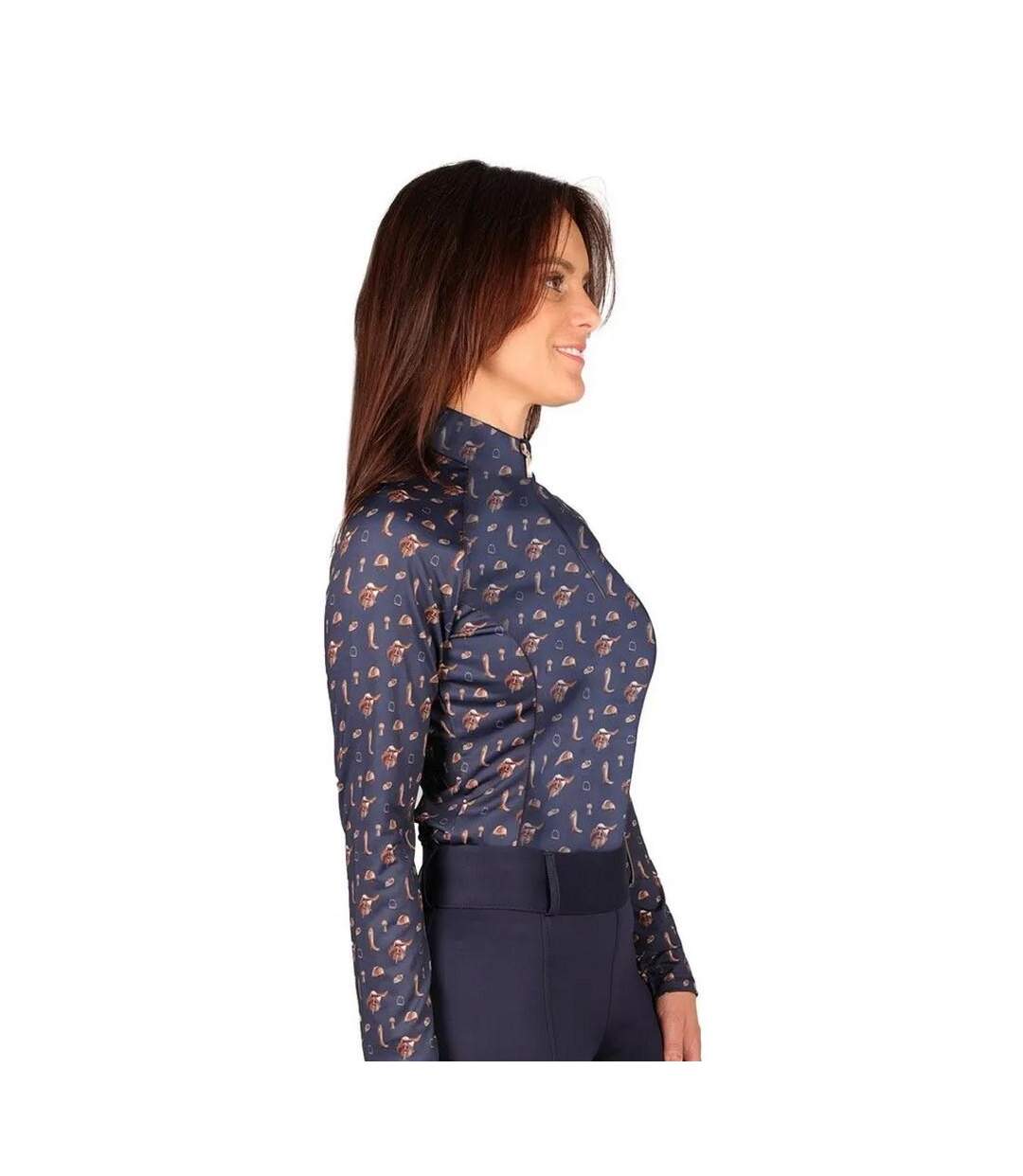 Womens/ladies Elevate Country Base Layer Top Navy Fossil Hy-1