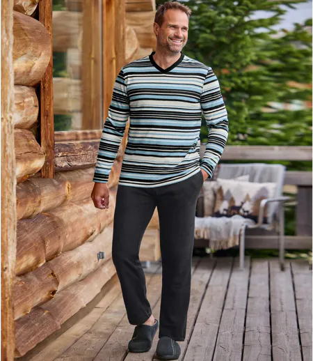 Gestreifter Schlafanzug aus Microfleece