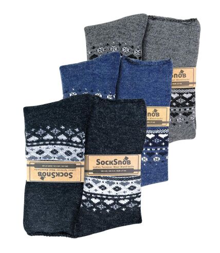 Sock Snob - 3 Pack Ladies Turnover Top Wool Socks