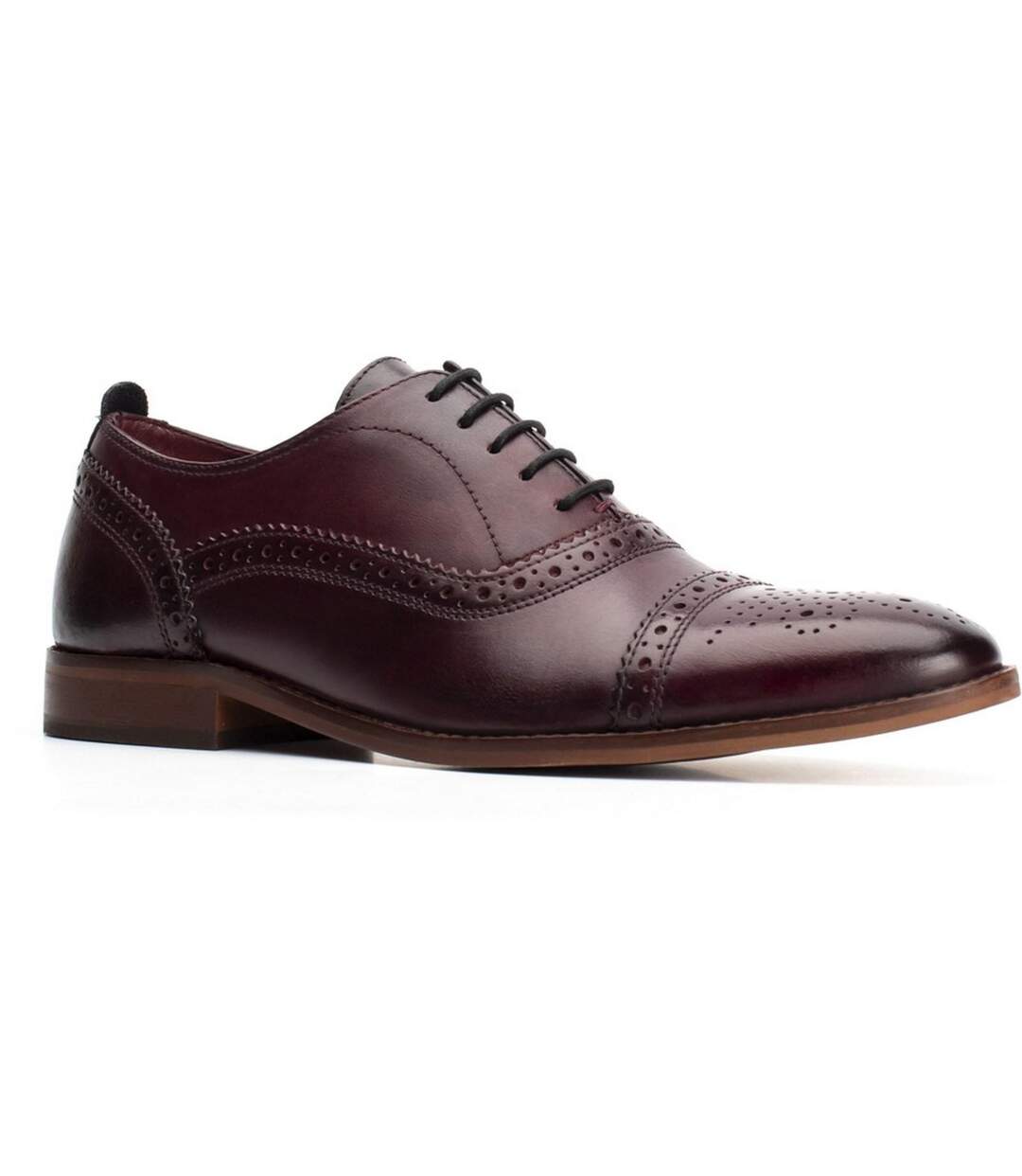 Chaussures brogues homme rouge foncé Base London-1