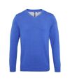Asquith & Fox Mens Cotton Rich V-Neck Sweater (Royal Heather) - UTRW5188