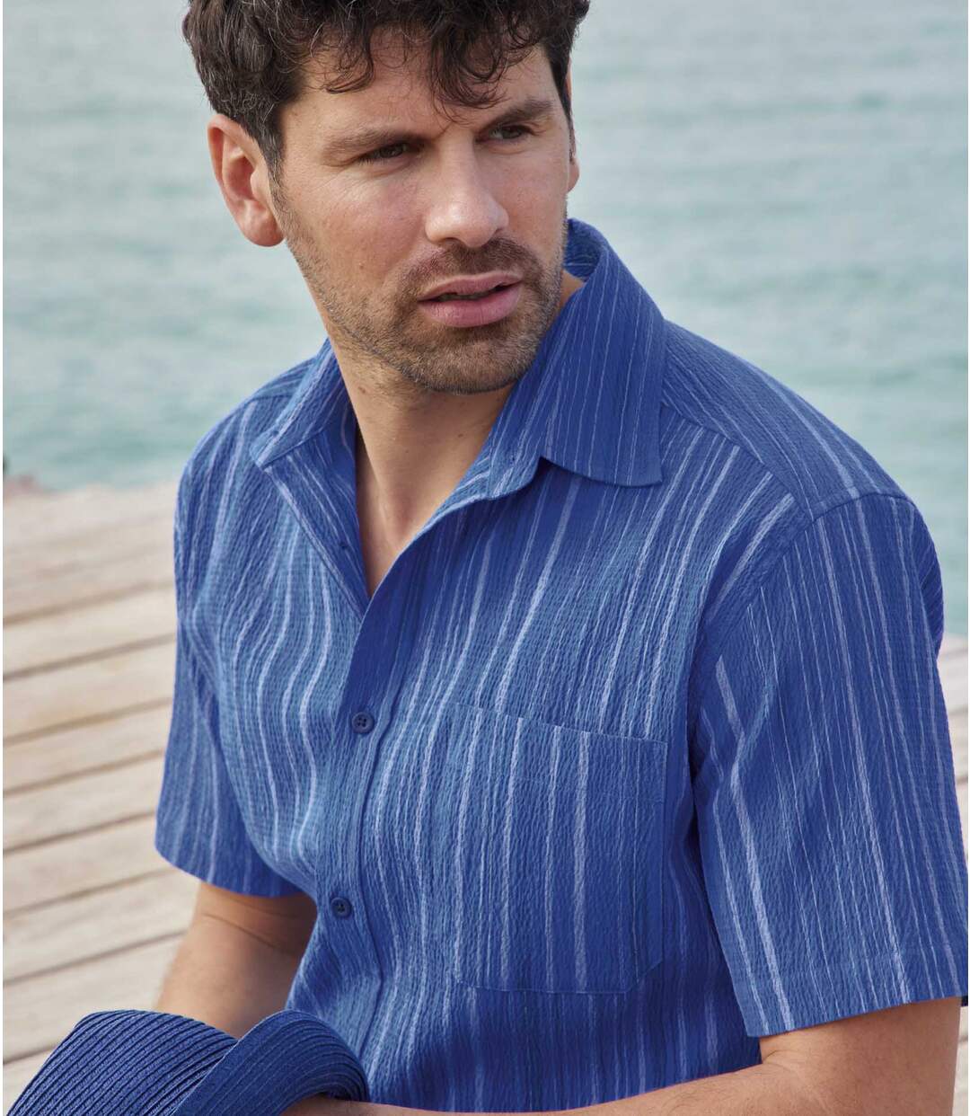 Gestreept overhemd van crêpestof Santa Monica Atlas For Men