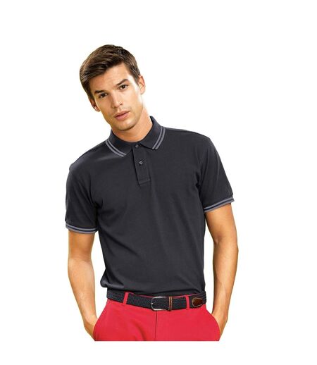 Asquith & Fox Mens Classic Fit Tipped Polo Shirt (Black Heather/Charcoal)