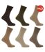 Lot de 6 Chaussettes non-élastiquée paires homme marron/beige/kaki Universal Textiles