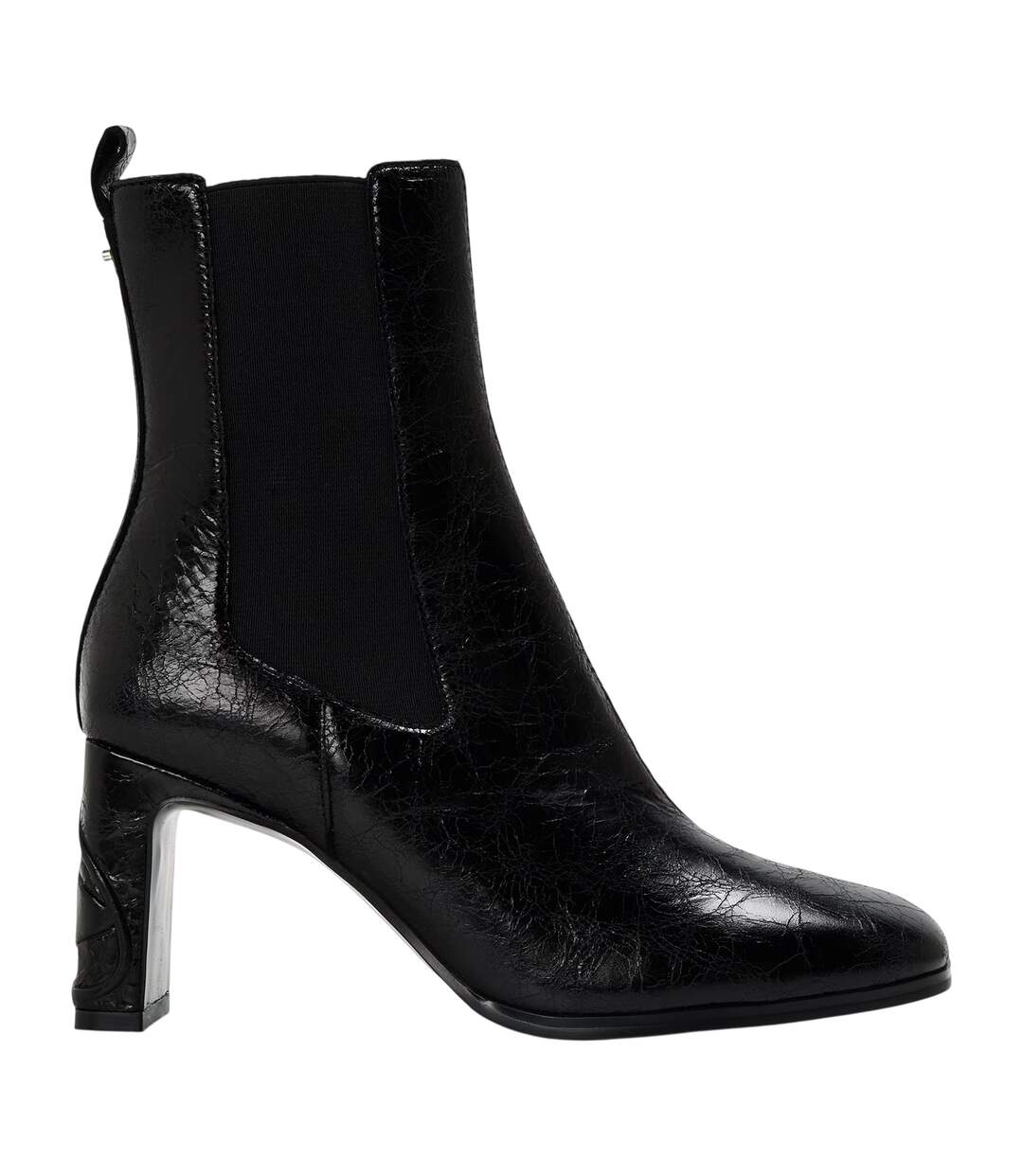 Womens/ladies Giove Textured Block Heel Chelsea Boots Black Diesel-1