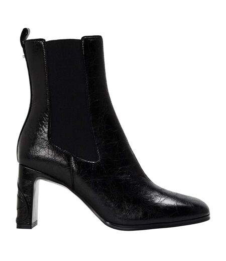 Womens/ladies Giove Textured Block Heel Chelsea Boots Black Diesel