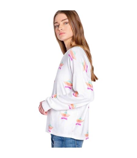 Womens/ladies Star Print French Terry Relaxed Fit Jumper Off White PJ Salvage