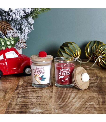 Lot de 2 Bougies Parfumées Joyeuses Fêtes 45g Sapin