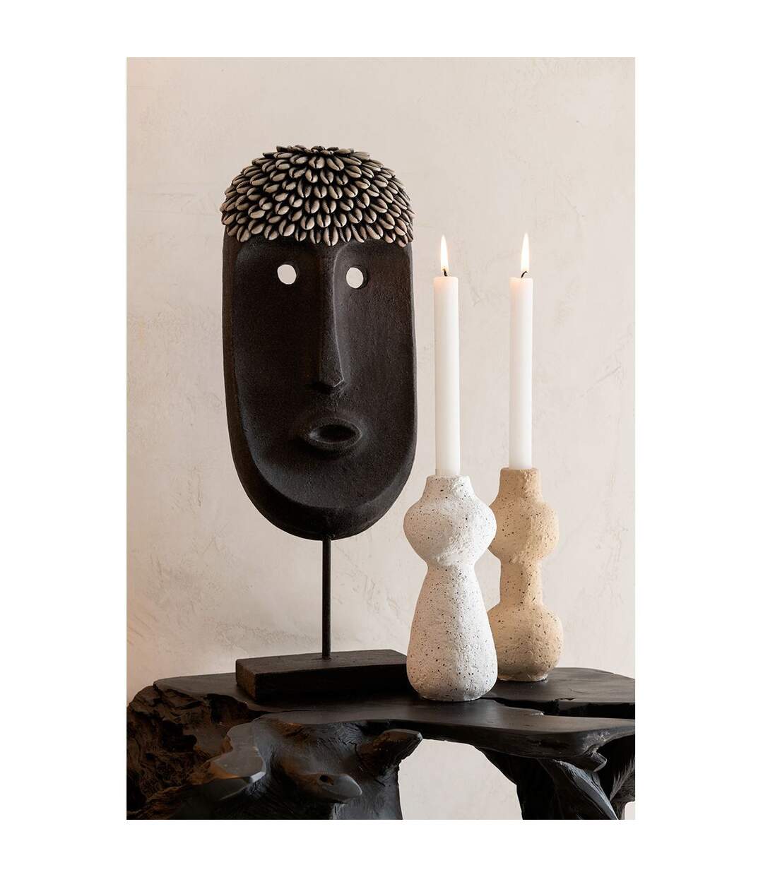 Statue Déco Masque Ethnique 51cm Noir-3