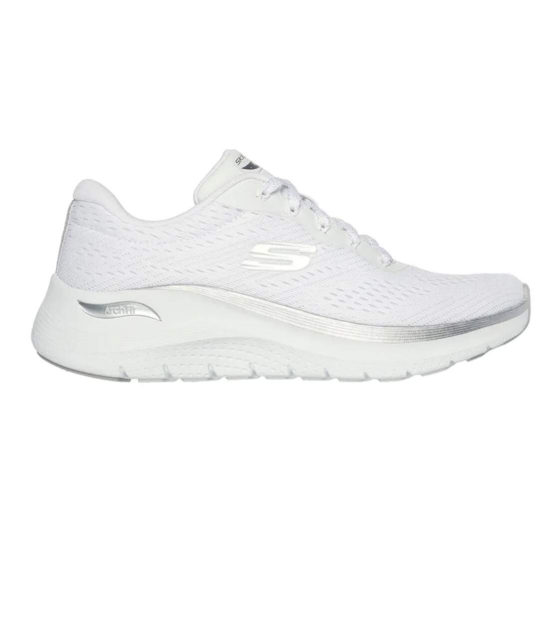 Womens/ladies Arch Fit 2.0 Glow The Distance Trainers White Silver Skechers-3
