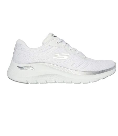 Womens/ladies Arch Fit 2.0 Glow The Distance Trainers White Silver Skechers