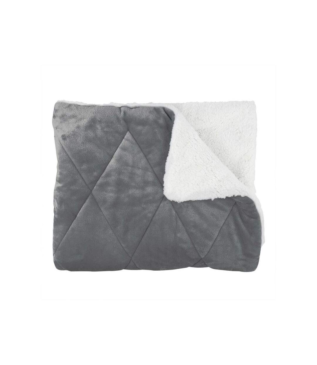 Paris Prix - Couvre-lit Flanelle sherpa 220x240cm Gris