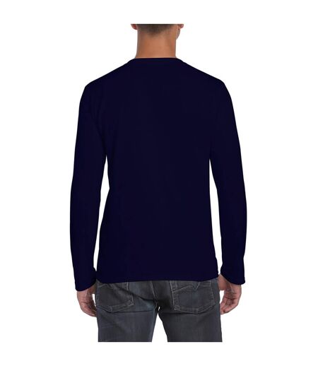 Pack Of 5   Mens Soft Style Long Sleeve T-shirt Navy Gildan