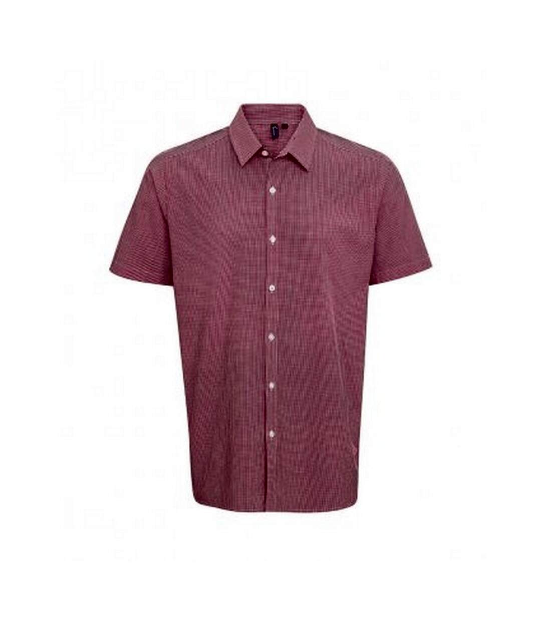 Mens gingham short sleeve shirt red/white Premier