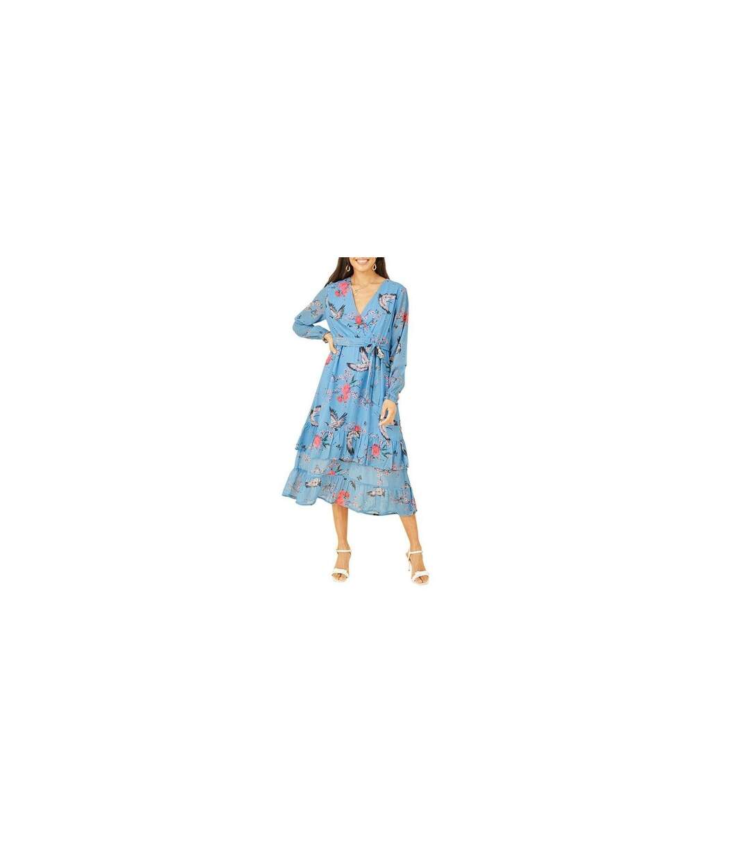 Robe Portefeuille Motif/style Floral Femme Bleu Yumi-1