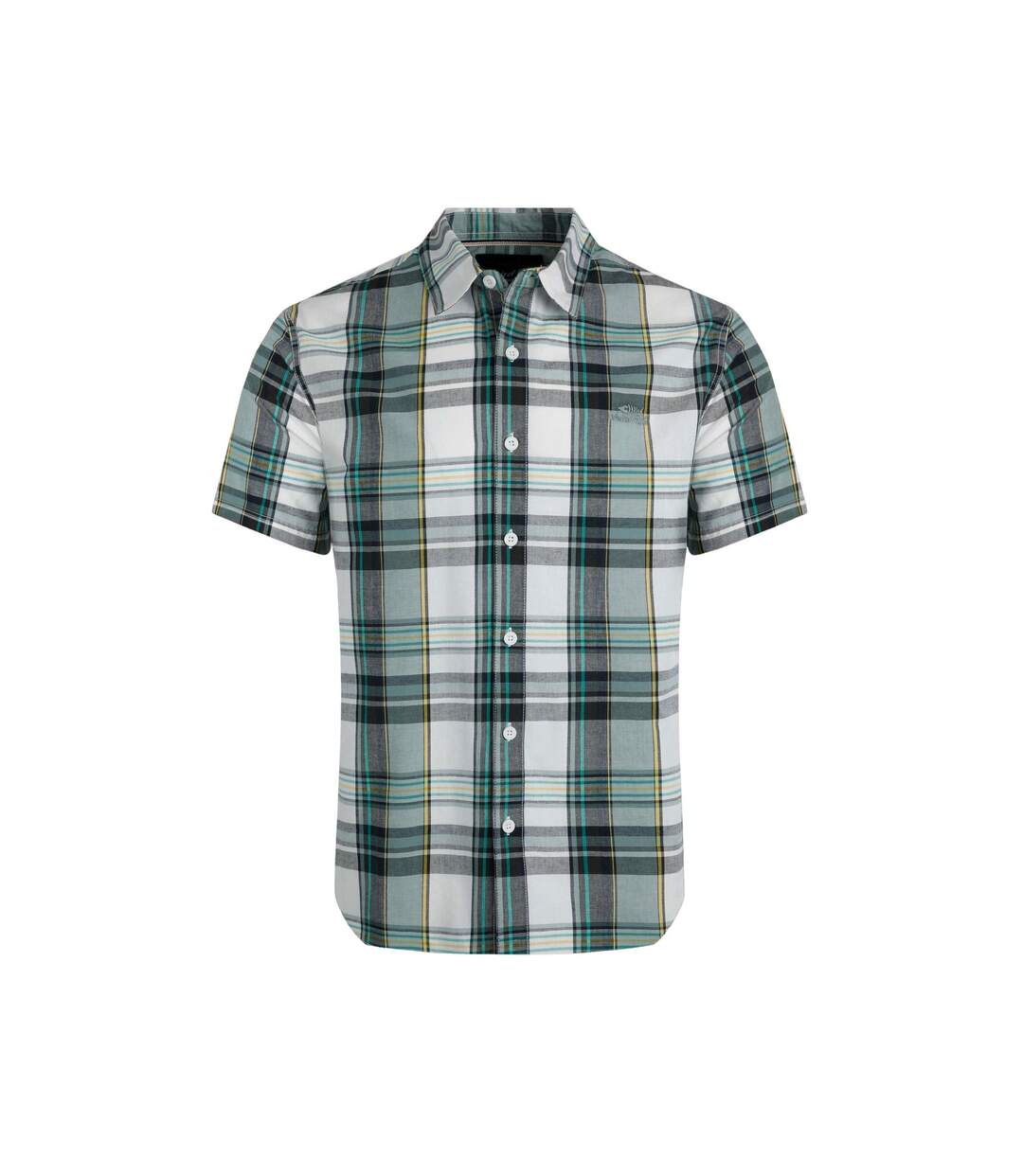 Mens judd checked organic cotton short-sleeved shirt dusty white Weird Fish-1