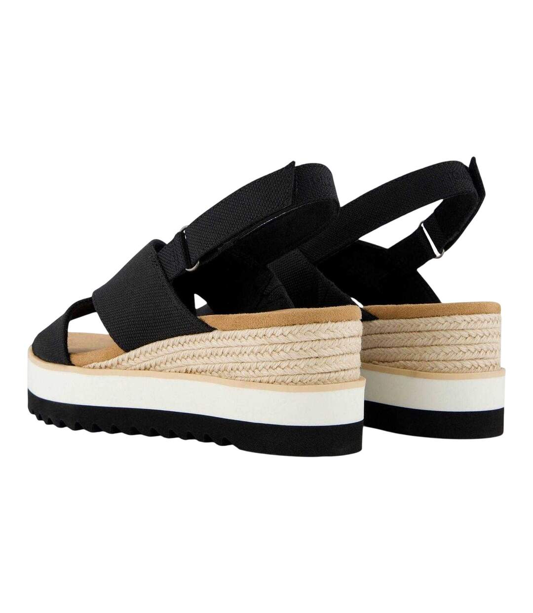 Womens/ladies Diana Jute Crossover Strap Low Heel Sandals Black Toms-4