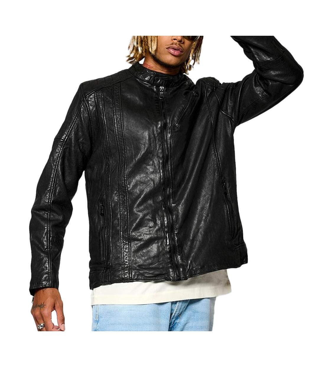 Veste en cuir noire homme kaporal ben-1