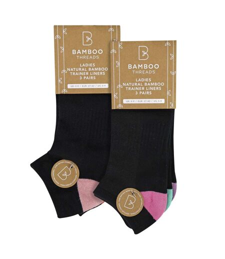 6 Pack Ladies Bamboo Trainer Socks Soft Breathable Heel Toe Design