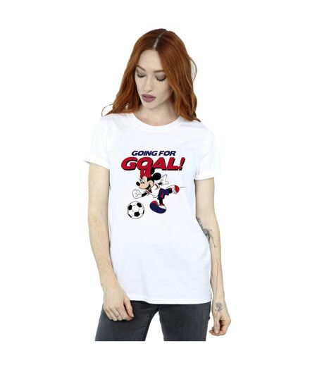 Disney Womens/Ladies Minnie Mouse Going For Goal - T-shirt boyfriend en coton (Blanc) - UTBI38663