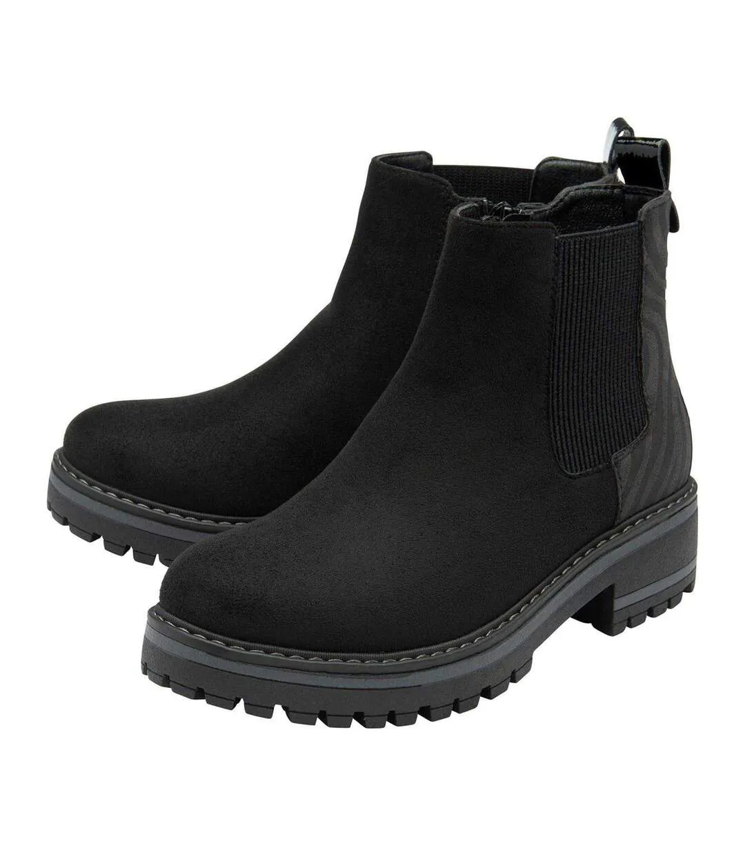 Womens/ladies Prescott Suede Chelsea Boots Black Lotus Shoes-3