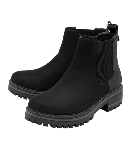 Womens/ladies Prescott Suede Chelsea Boots Black Lotus Shoes