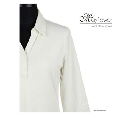 Polo MAYFLOWER KF268L blanc à manches 3/4 : le chic naturel en coton