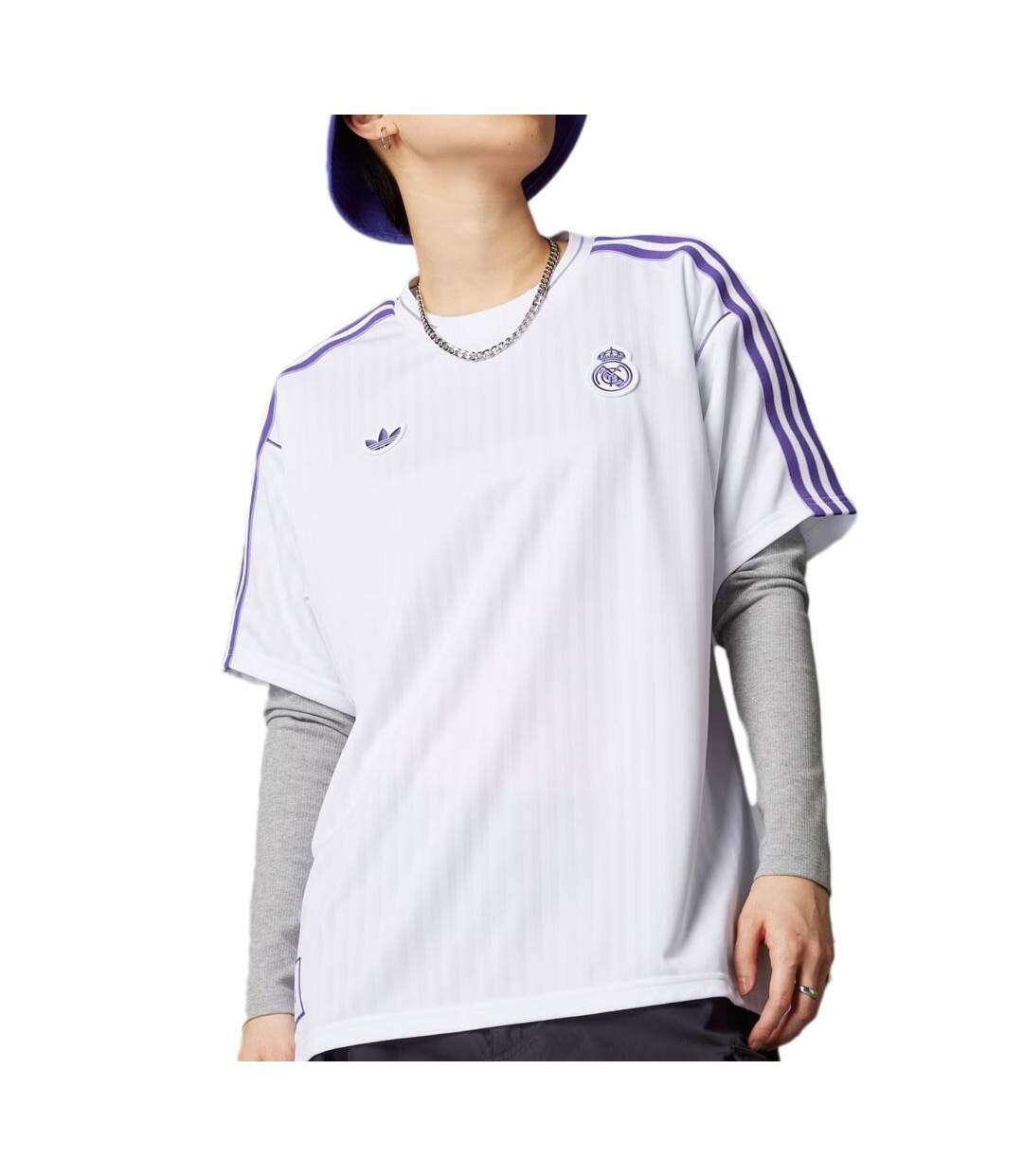 Real madrid maillot lifestyle blanc/violet homme adidas icon-1