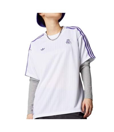 Real madrid maillot lifestyle blanc/violet homme adidas icon