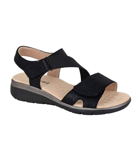 Womens/ladies Shimmer Touch Fastening Sandals Black Shimmer Boulevard