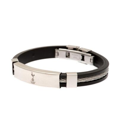 Tottenham Hotspur FC Silver Inlay Silicone Bracelet (Black) (One Size) - UTTA1814