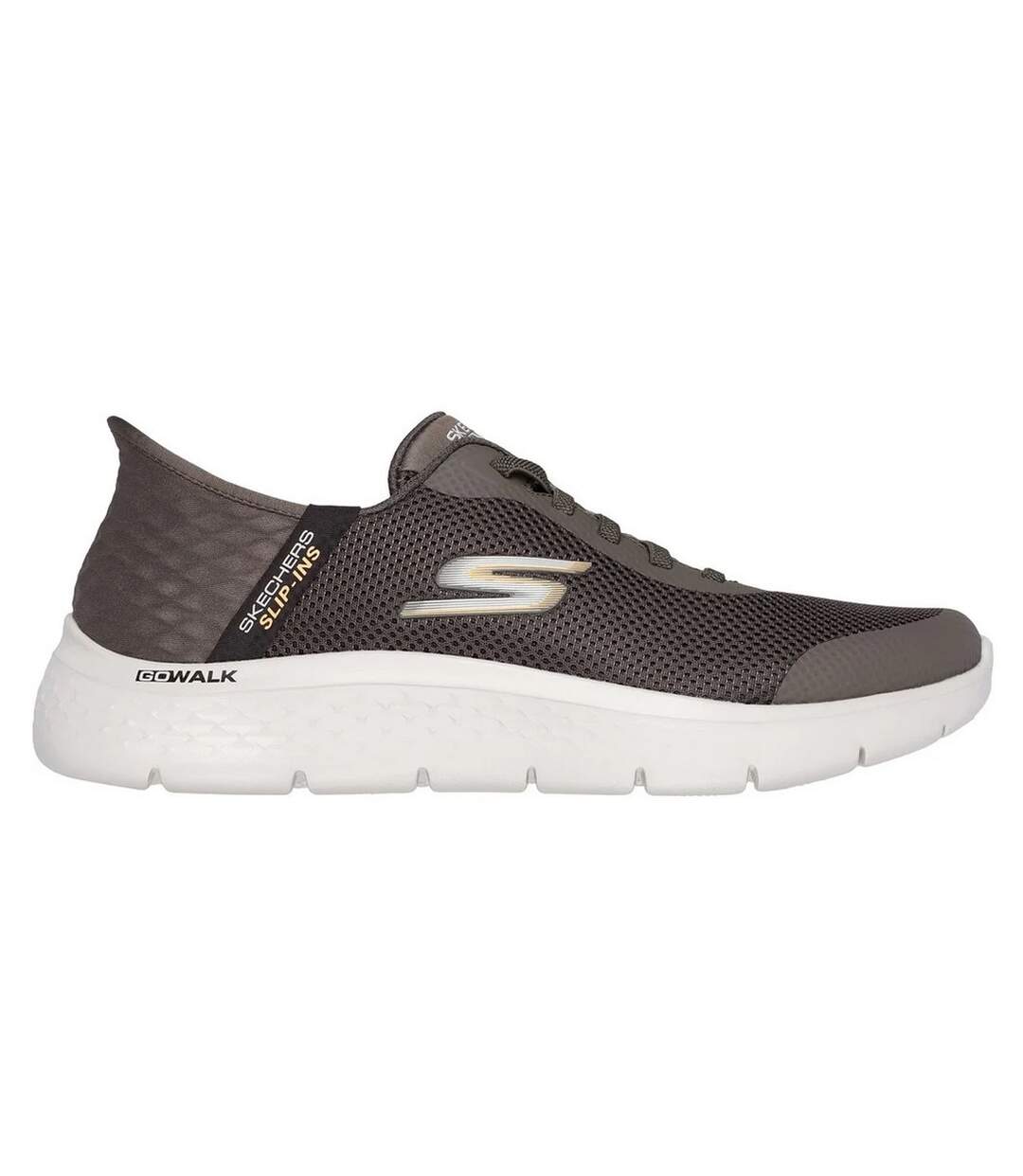 Mens Go Walk Hands Up Slip-on Trainers Brown Skechers-3