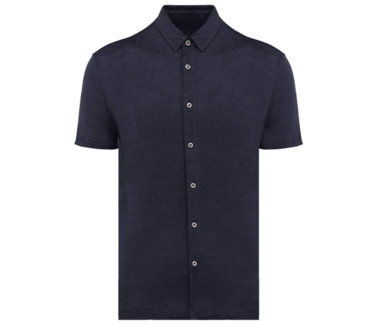 Chemise à manches courtes en lin - Homme - PATS517 - bleu marine-1
