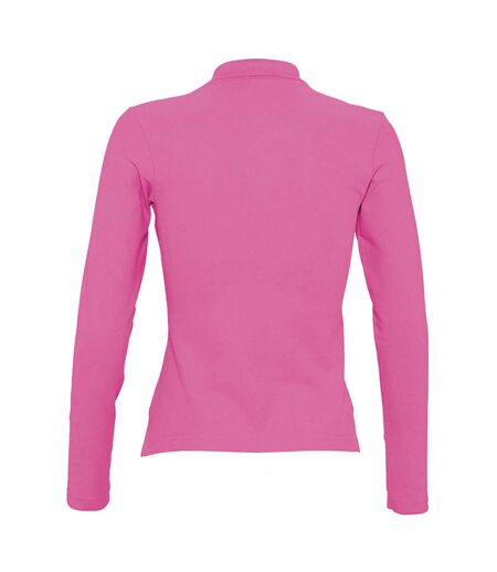 SOLS Womens/Ladies Podium Long Sleeve Pique Cotton Polo Shirt (Flash Pink)
