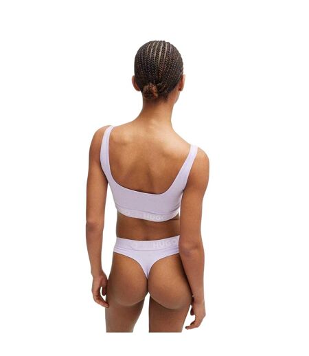 Womens/ladies Sporty Cotton Jersey Bralette Purple Hugo