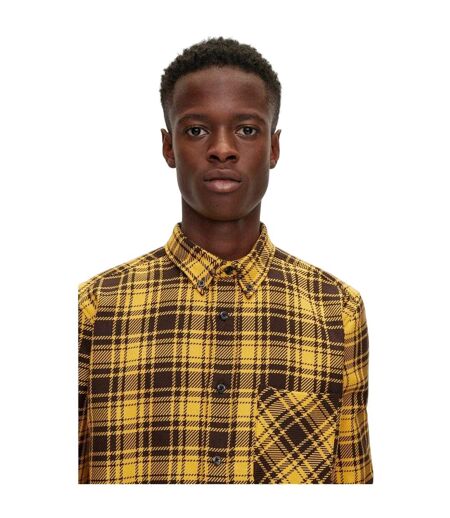 Mens Ermann Regular Long-sleeved Button-down Shirt Mid Yellow Hugo