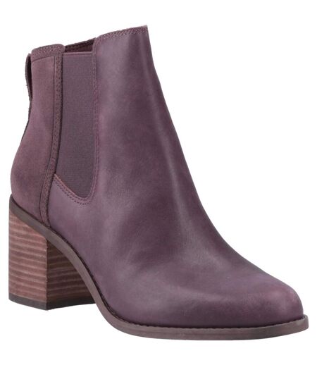 Womens/ladies Evelyn Leather Boots Plum Toms