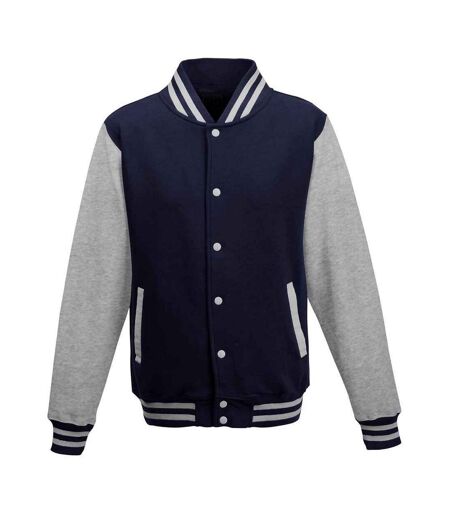 Unisex varsity jacket oxford navy/heather grey Awdis