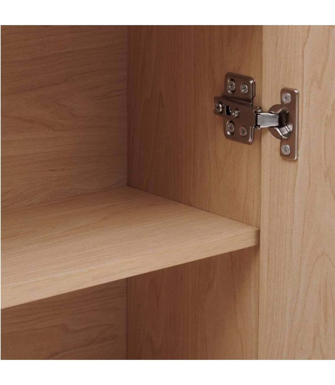Armoire de salle de bain 2 portes avec miroir effet bois clair LIORA - Beige-4