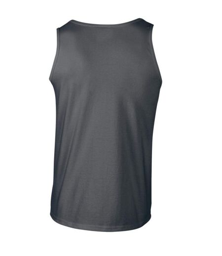 Mens softstyle plain tank top charcoal Gildan