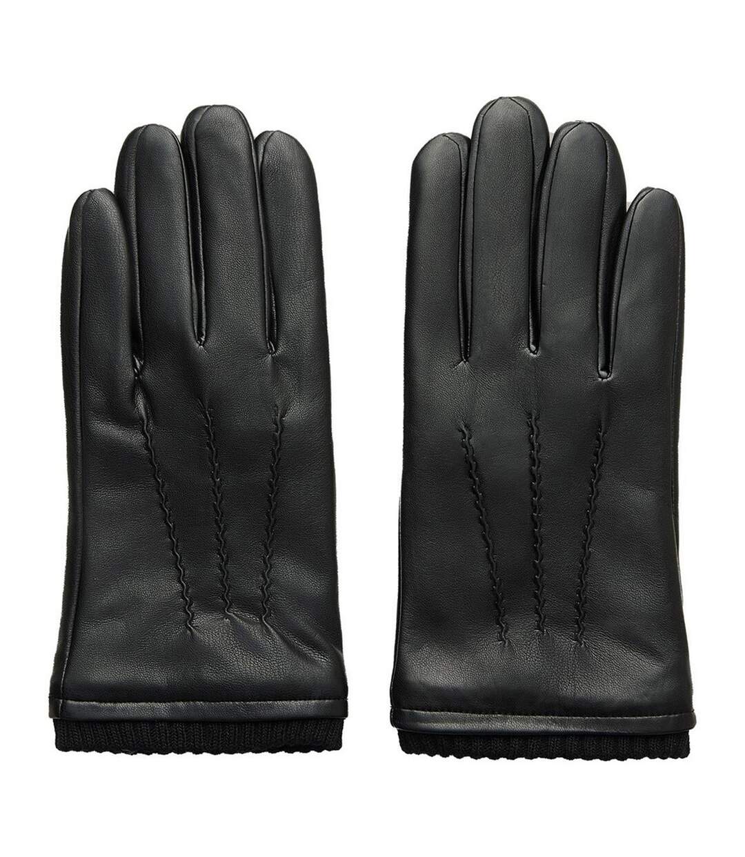 Mens Classic Leather Gloves Black French Connection-2