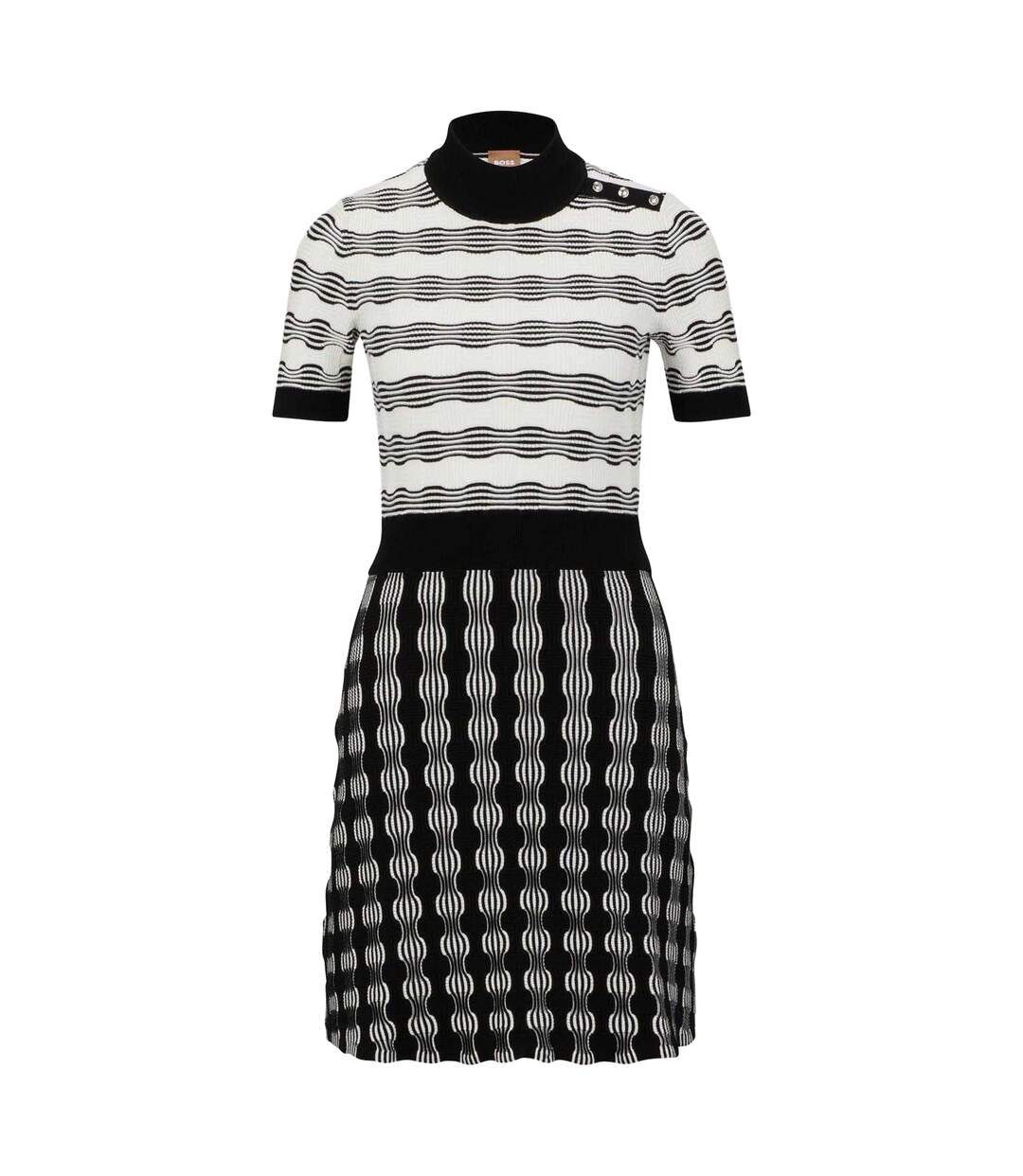 Womens/ladies Foldiana Knitted Dress Black White Boss-2