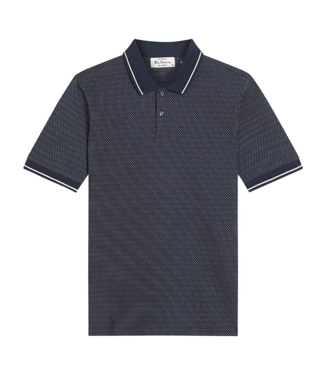 Mens Jacquard Polo Shirt Dark Navy Ben Sherman-2