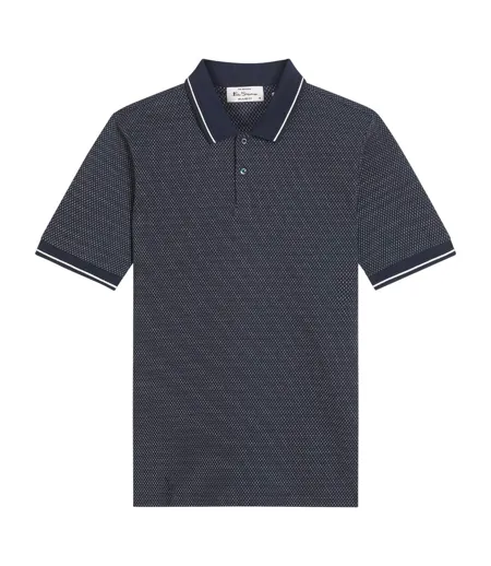 Mens Jacquard Polo Shirt Dark Navy Ben Sherman