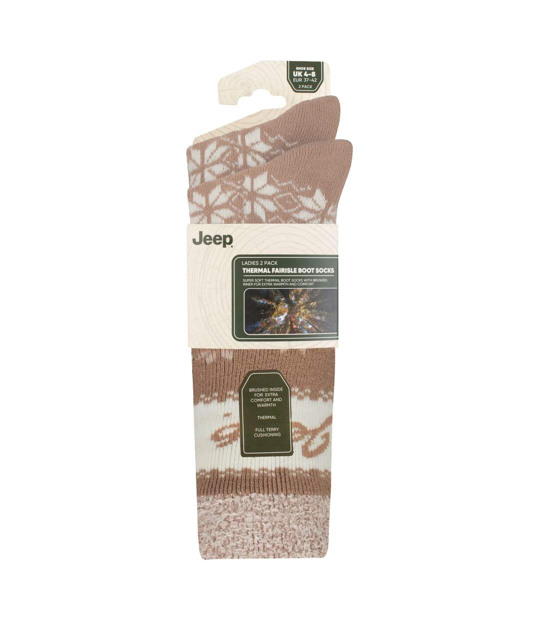 2 Pairs Ladies Thermal Patterned Fairisle Socks Warm Winter Socks-2