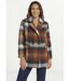 Manteau caban chaud tissu carreaux laine-1