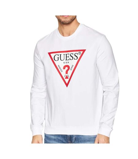 Sweat Blanc Homme Guess Triangle Logo - L