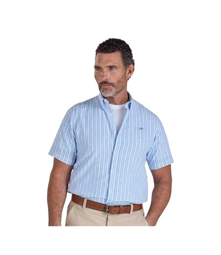 Chemise Manches Courtes Motif/style À Rayures Orleans Homme Bleu Ciel Raging Bull