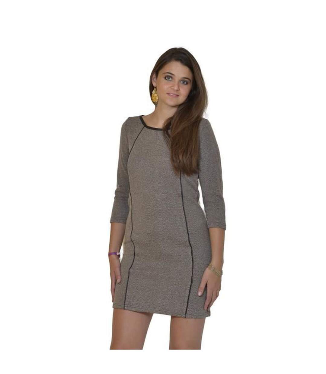 Robe femme manches 3/4 - Mod: HAZEL de couileur marron