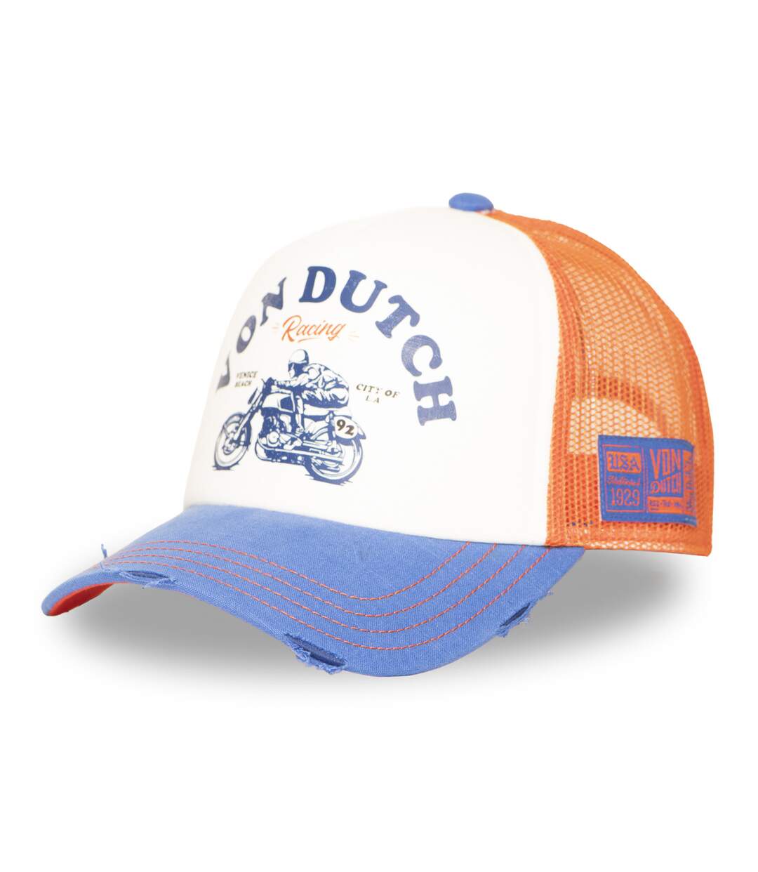 Casquette trucker avec filet effet usé avec print Crew Racing Vondutch-1